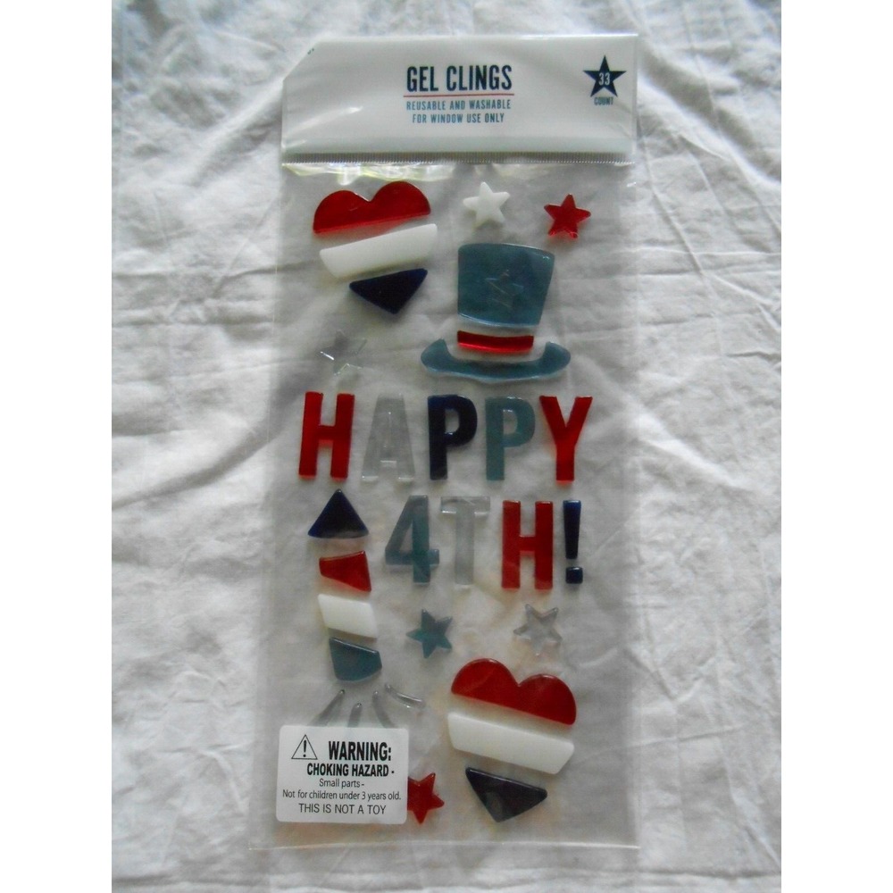 NEW Fireworks ❤ Happy July 4th‎ Independence Day Gel Window Sticker Clings 33 ct